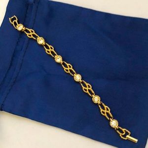 Golden Tone Bracelet With Rhinestones